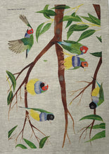 Load image into Gallery viewer, 100% linen tea-towel: Gouldian Finches
