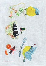 Load image into Gallery viewer, Christmas tea towel featuring Yellow Robins