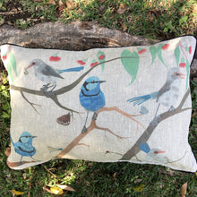 Load image into Gallery viewer, 100% linen cushion - a chime of fairy wrens