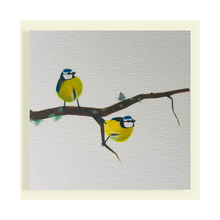 Load image into Gallery viewer, Blue-tits mini card (85mm by 85mm)