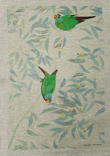 Load image into Gallery viewer, 100% linen tea-towel: Swift Parrots