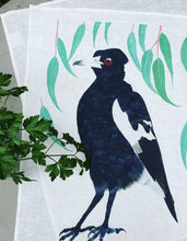 Load image into Gallery viewer, linen tea towel - Mr Magpie