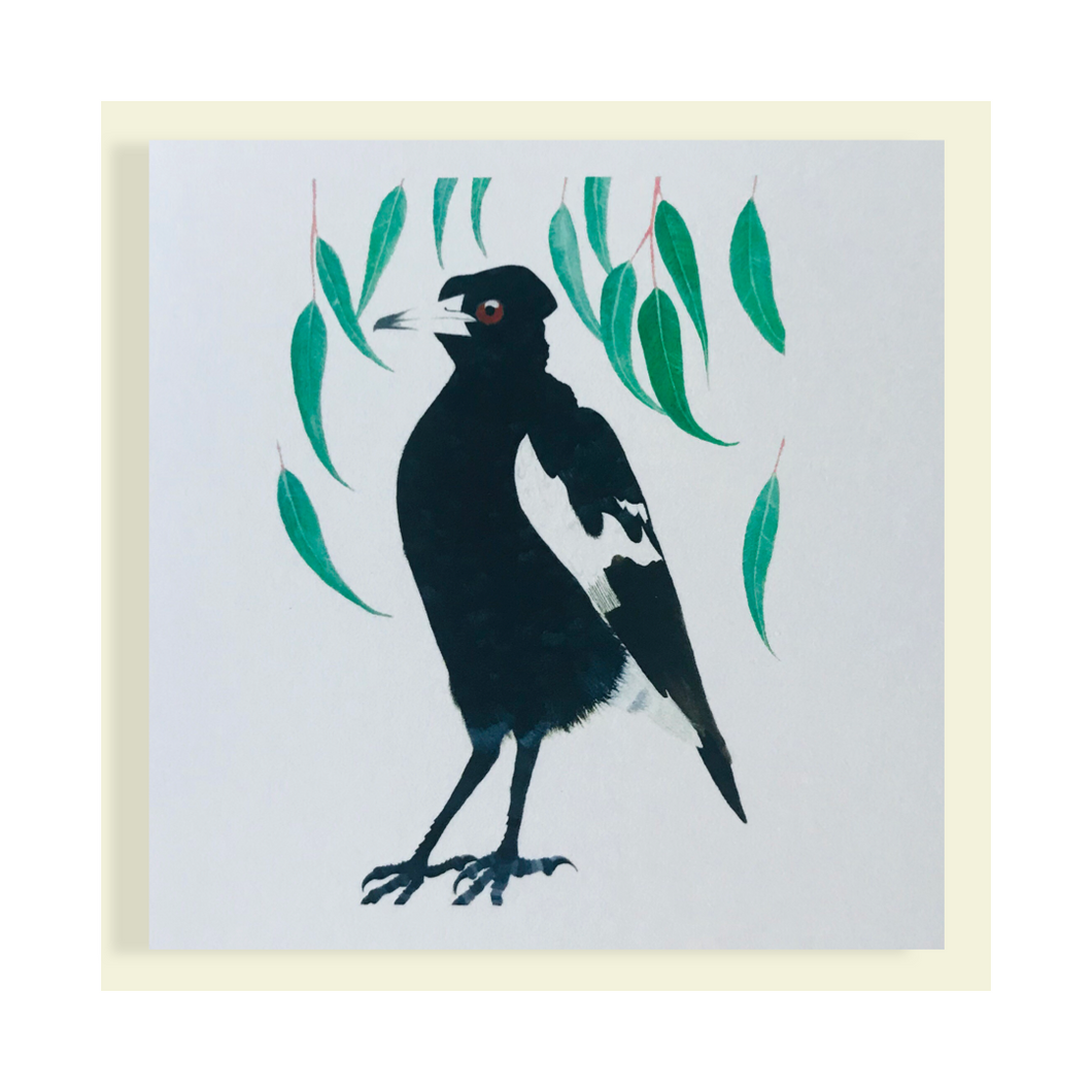 Magpie under the gums mini card (85mm by 85mm)