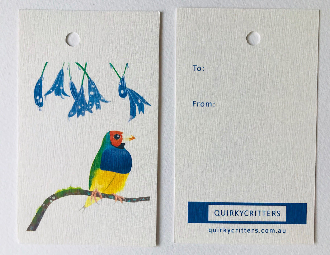 Gouldian finch gift tag
