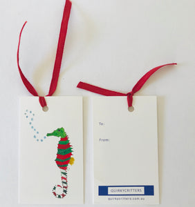 Christmas seahorse gift tag