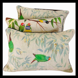 100% linen cushion - Swift Parrots