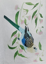 Load image into Gallery viewer, linen tea towel - pale headed rosella