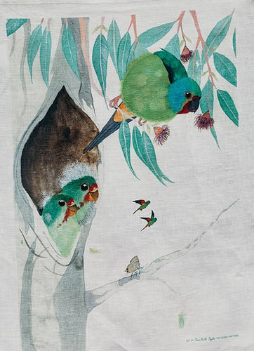 linen tea-towel - Swift Parrots